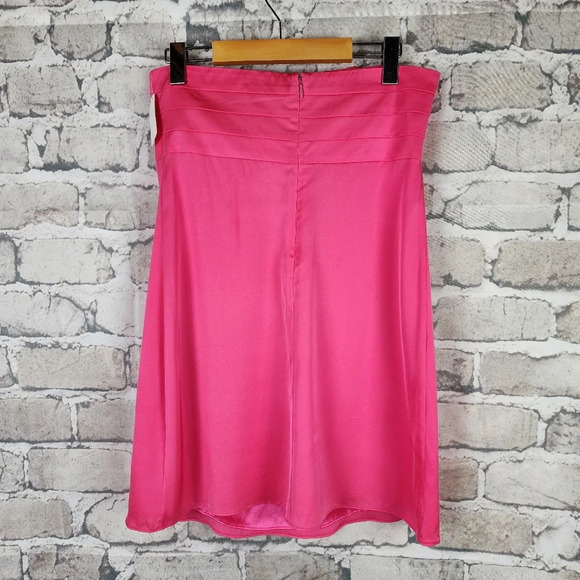alice + olivia Fuschia Pink Strapless Silk Mini Dress Ruffle Accent Size Small - Picture 9 of 15
